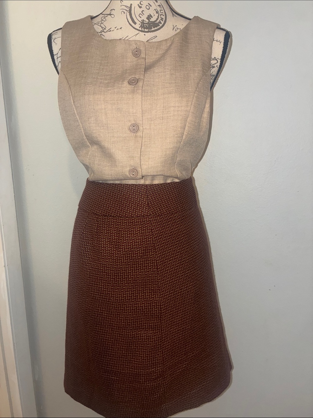 LOFT Brown Textured Midi Skirt